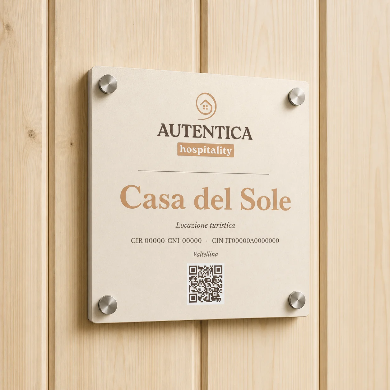 Targhetta con codice QR per la struttura
